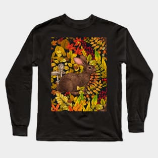 Autumn Rabbit on black Long Sleeve T-Shirt